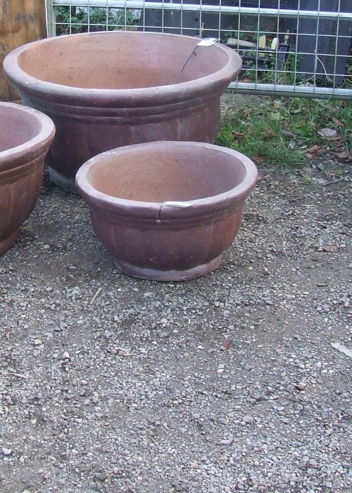 Large Reproduction Terracotta Planters Antiques Stripped Pine Oak Furniture Garden Ware Reclamation Pillars - Large Terracotta Garden Pots